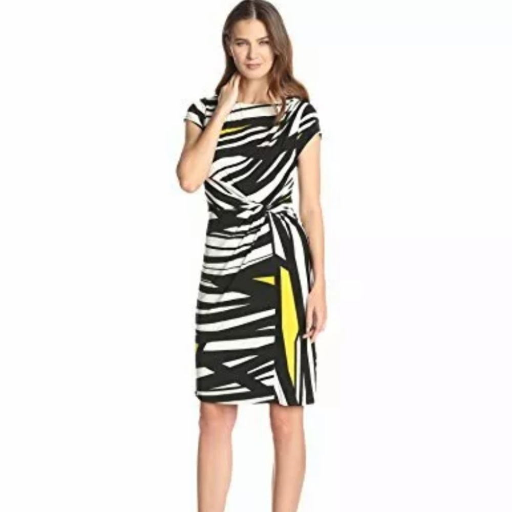 Ellen Tracy black/white/yellow dress size 10p